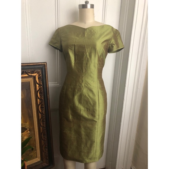 Tahari-Raw Silk-Iridescent-1940s-Evening Dress - Picture 2 of 7